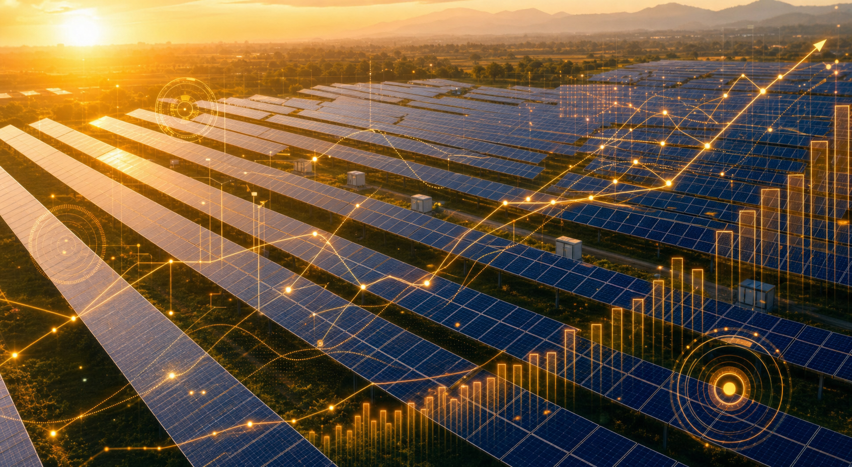 Solar farm aerial view
