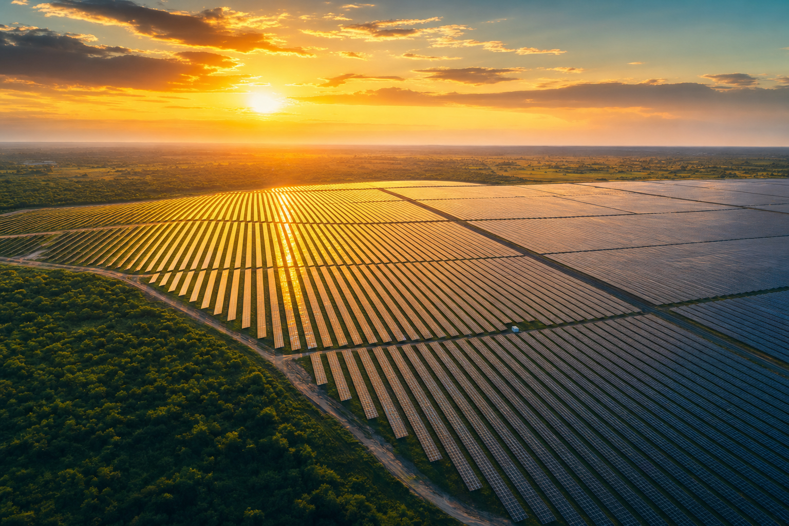 Aerial view of solar farm